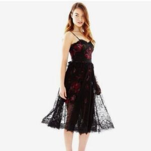 Pearl by Georgina of Marchesa Black Lace Milanes Mini Dress Size 8